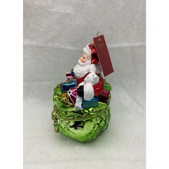 Glassware Art Studio~Santa with Toy Sack Glass Christmas Ornament - Picture 2 of 12